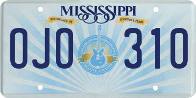MS license plate OJO310