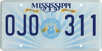 MS license plate OJO311