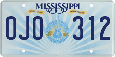 MS license plate OJO312