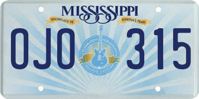 MS license plate OJO315