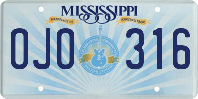 MS license plate OJO316