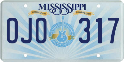 MS license plate OJO317
