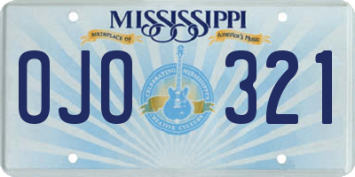 MS license plate OJO321