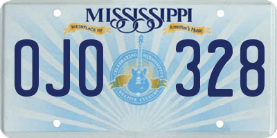 MS license plate OJO328