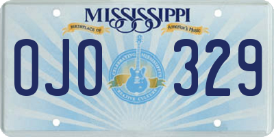 MS license plate OJO329