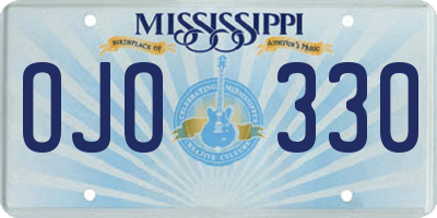 MS license plate OJO330