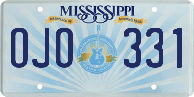 MS license plate OJO331
