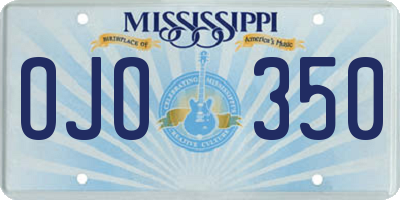 MS license plate OJO350