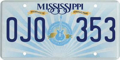 MS license plate OJO353