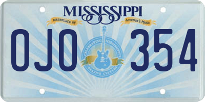 MS license plate OJO354