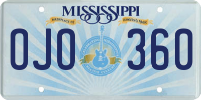 MS license plate OJO360