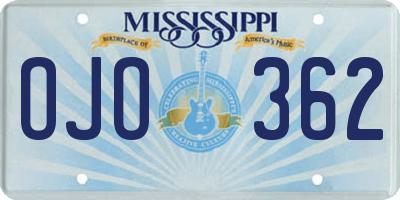 MS license plate OJO362
