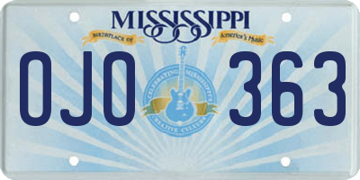 MS license plate OJO363
