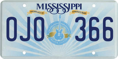 MS license plate OJO366
