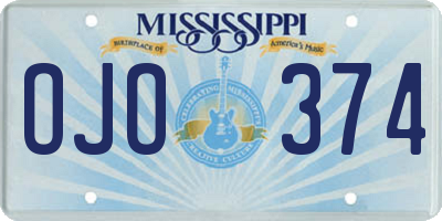 MS license plate OJO374