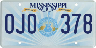 MS license plate OJO378