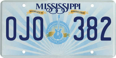 MS license plate OJO382