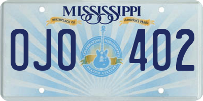MS license plate OJO402