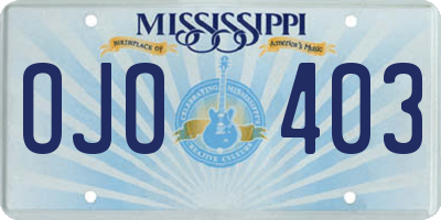 MS license plate OJO403