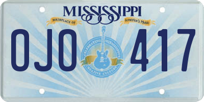 MS license plate OJO417