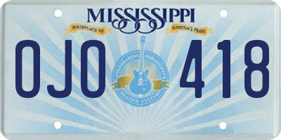 MS license plate OJO418