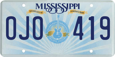 MS license plate OJO419