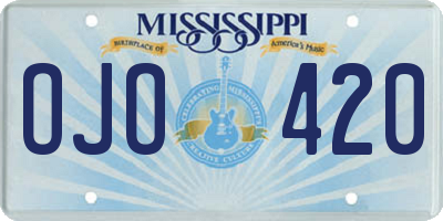 MS license plate OJO420