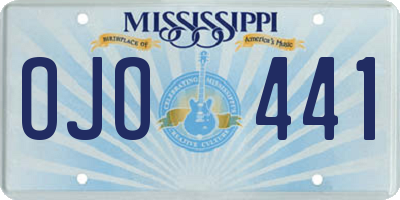 MS license plate OJO441