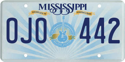 MS license plate OJO442