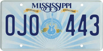 MS license plate OJO443