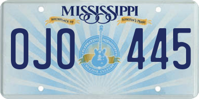 MS license plate OJO445