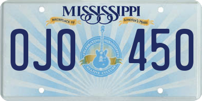 MS license plate OJO450