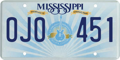 MS license plate OJO451