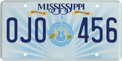 MS license plate OJO456