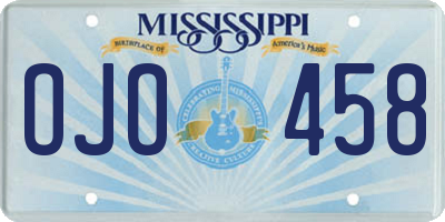 MS license plate OJO458