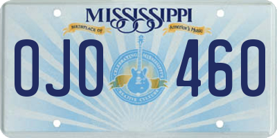 MS license plate OJO460
