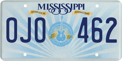 MS license plate OJO462