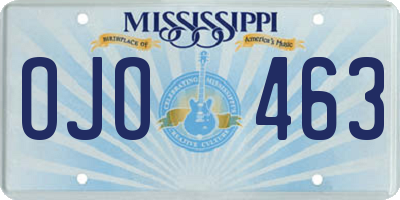 MS license plate OJO463