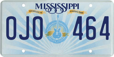 MS license plate OJO464
