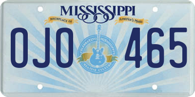 MS license plate OJO465