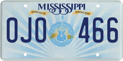 MS license plate OJO466