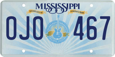 MS license plate OJO467