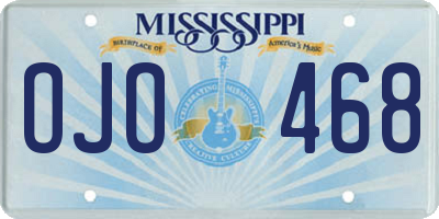 MS license plate OJO468