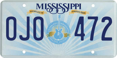 MS license plate OJO472