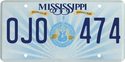 MS license plate OJO474