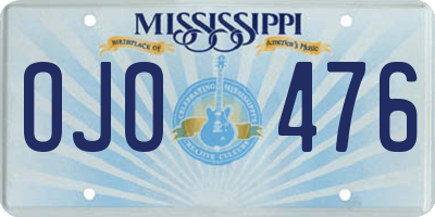 MS license plate OJO476