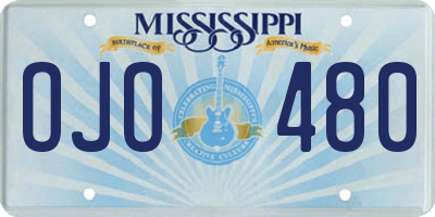 MS license plate OJO480