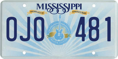 MS license plate OJO481