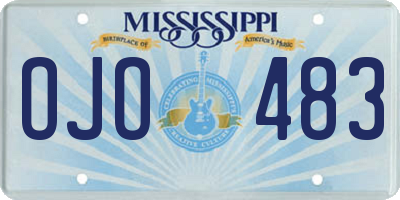 MS license plate OJO483