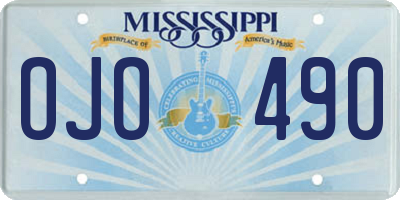 MS license plate OJO490